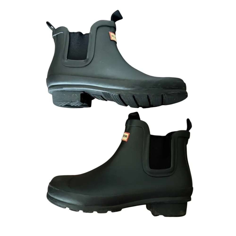 Hunter Matte Kids Original Black Mini Chelsea Boots-Size 2